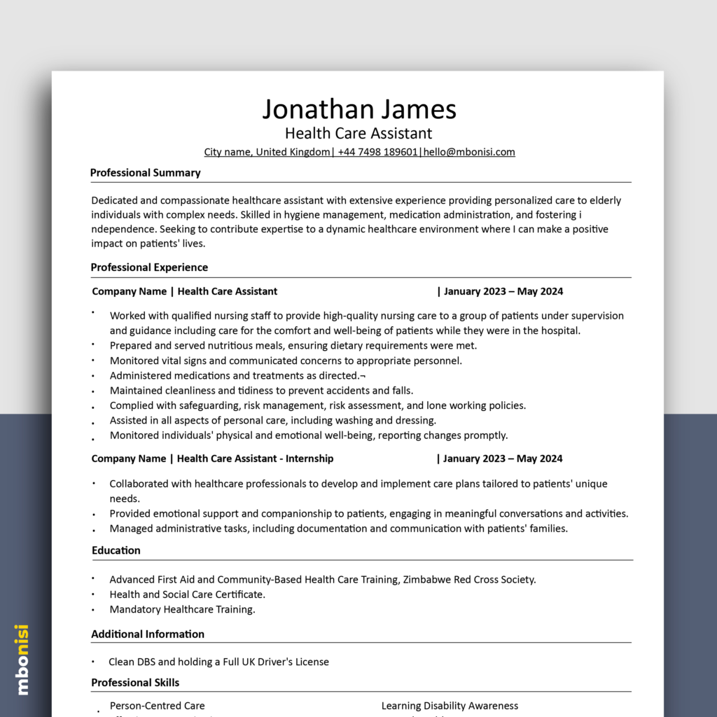 Healthcare Support Worker CV