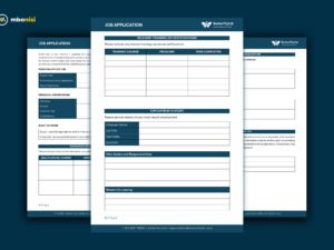 Printable job application form template for small businesses showing personal details and employment history sections